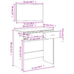 Coiffeuse avec miroir chêne fumé 80x39x80 cm – Image 8