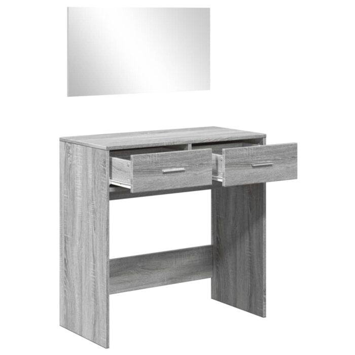 Coiffeuse avec miroir sonoma gris 80x39x80 cm – Image 2