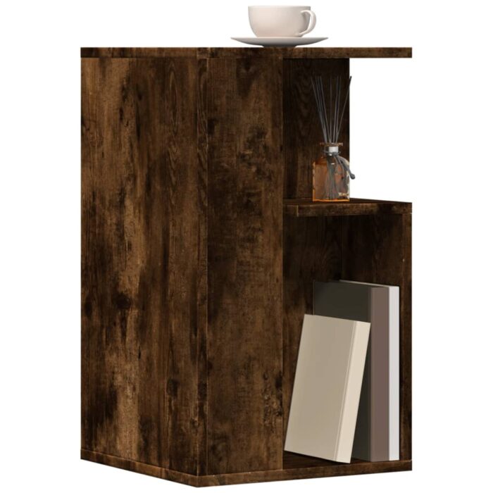 Table d'appoint chêne fumé 35x35x60 cm bois d'ingénierie – Image 2