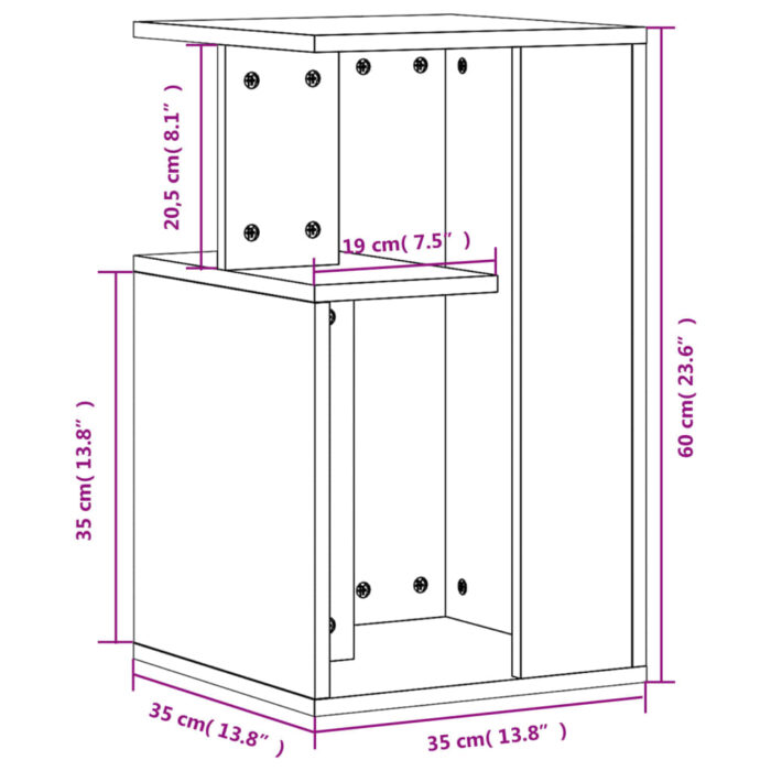 Table d'appoint chêne fumé 35x35x60 cm bois d'ingénierie – Image 8