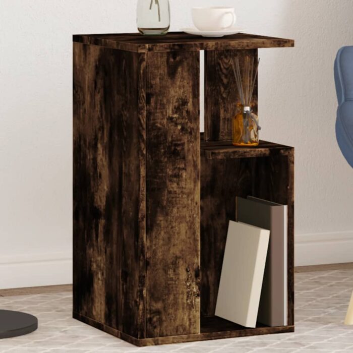 Table d'appoint chêne fumé 35x35x60 cm bois d'ingénierie – Image 1