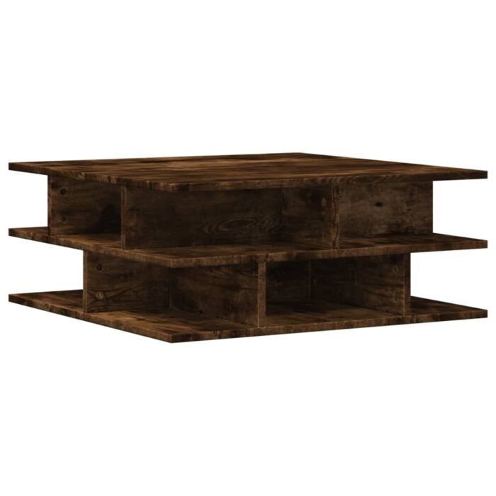 Table basse chêne fumé 70x70x29 cm bois d'ingénierie – Image 5