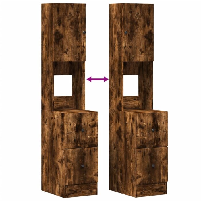 Armoire de cuisine chêne fumé 35x50x180 cm bois d'ingénierie – Image 6