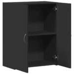 Armoire de classement noir 60x32x77,5 cm bois d'ingénierie – Image 5