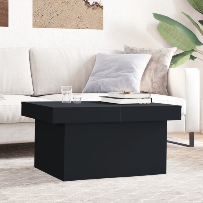 Table basse noir 80x55x40 cm bois d'ingénierie – Image 1
