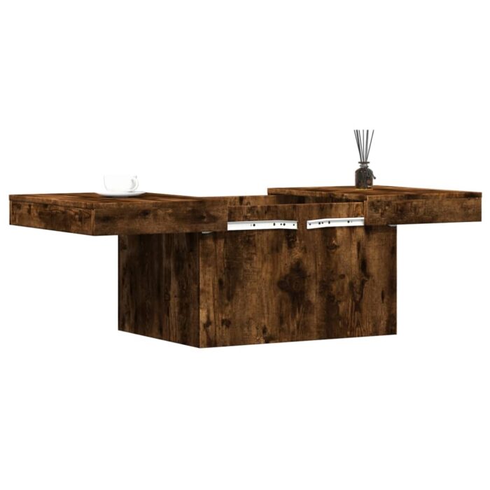 Table basse chêne fumé 80x55x40 cm bois d'ingénierie – Image 2