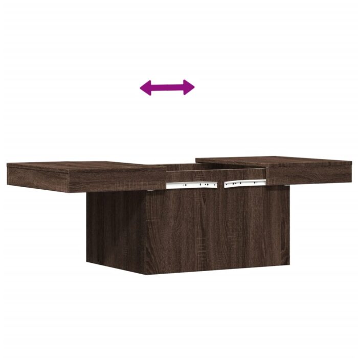Table basse chêne marron 80x55x40 cm bois d'ingénierie – Image 7