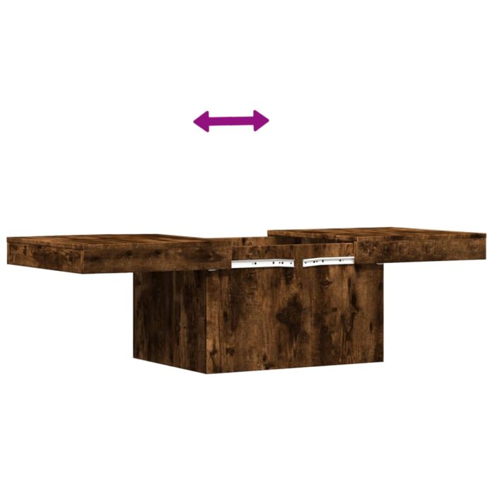 Table basse chêne fumé 100x55x40 cm bois d'ingénierie – Image 7