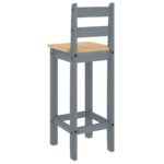 Chaises de bar lot de 2 gris bois de pin solide – Image 5