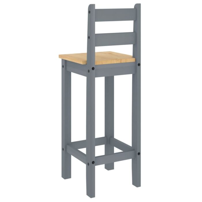 Chaises de bar lot de 2 gris bois de pin solide – Image 5