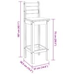 Chaises de bar lot de 2 gris bois de pin solide – Image 7