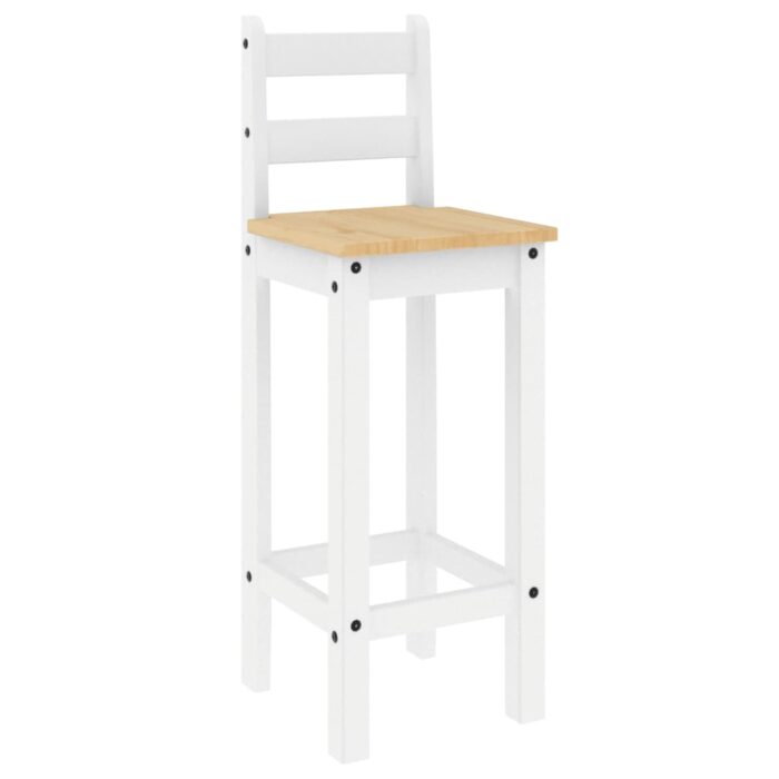 Chaises de bar lot de 2 blanc bois de pin solide – Image 2