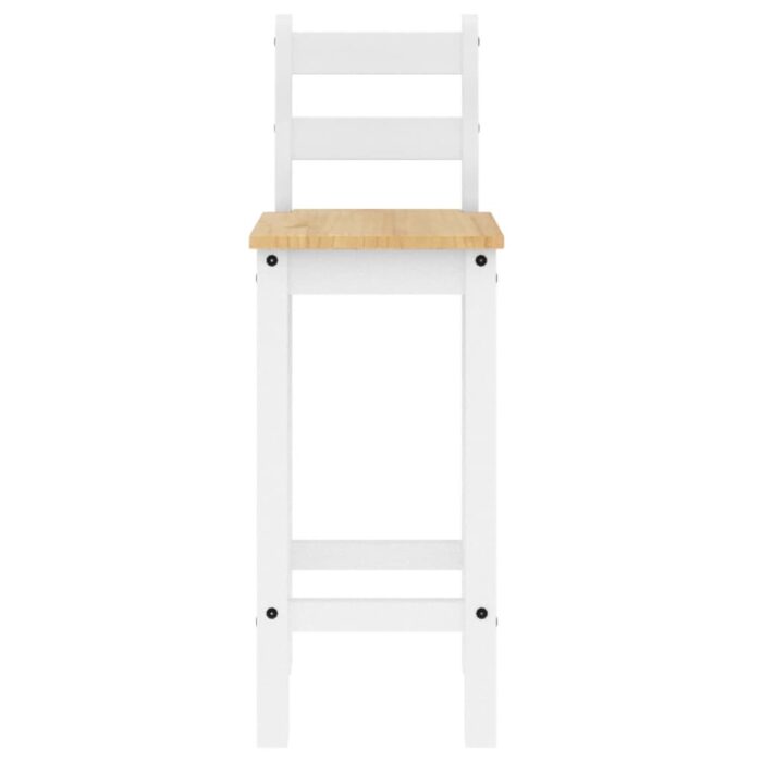 Chaises de bar lot de 2 blanc bois de pin solide – Image 3