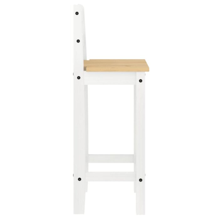 Chaises de bar lot de 2 blanc bois de pin solide – Image 4