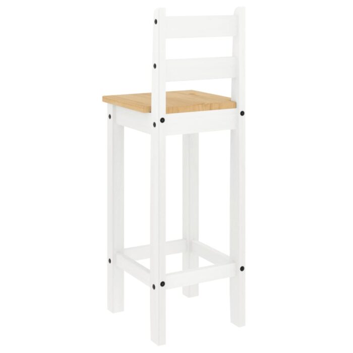Chaises de bar lot de 2 blanc bois de pin solide – Image 5