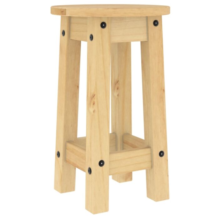 Tabourets de bar lot de 2 bois massif de pin – Image 2
