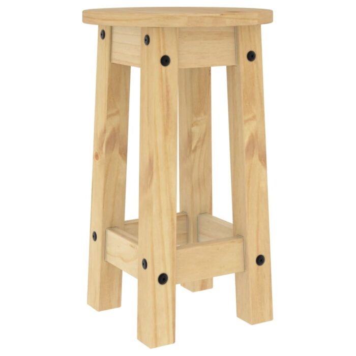 Tabourets de bar lot de 2 bois massif de pin – Image 5