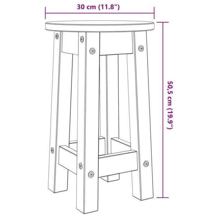 Tabourets de bar lot de 2 bois massif de pin – Image 7