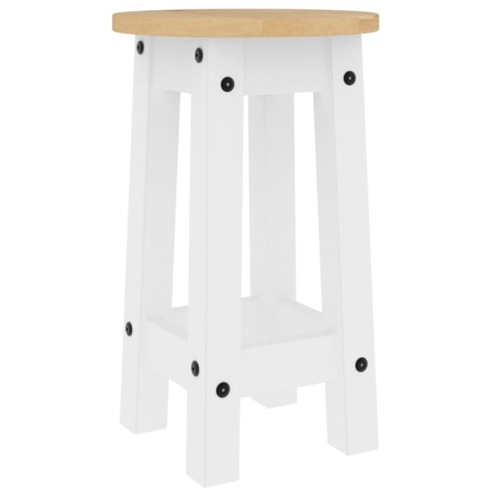 Tabourets de bar lot de 2 blanc bois massif de pin – Image 2
