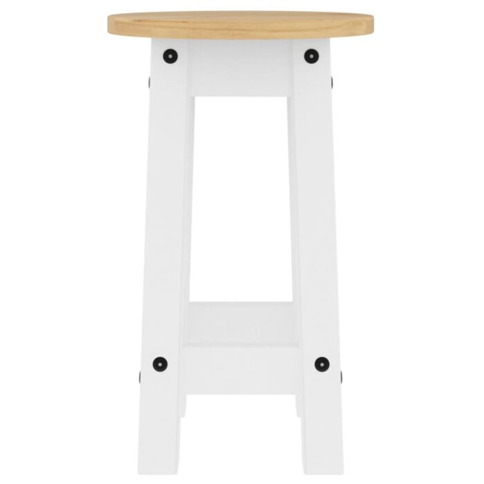 Tabourets de bar lot de 2 blanc bois massif de pin – Image 3