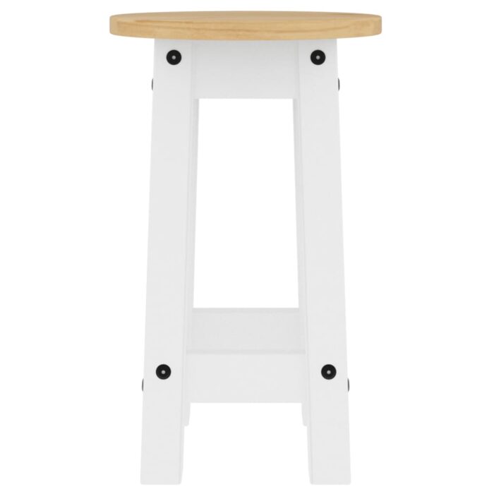 Tabourets de bar lot de 2 blanc bois massif de pin – Image 4