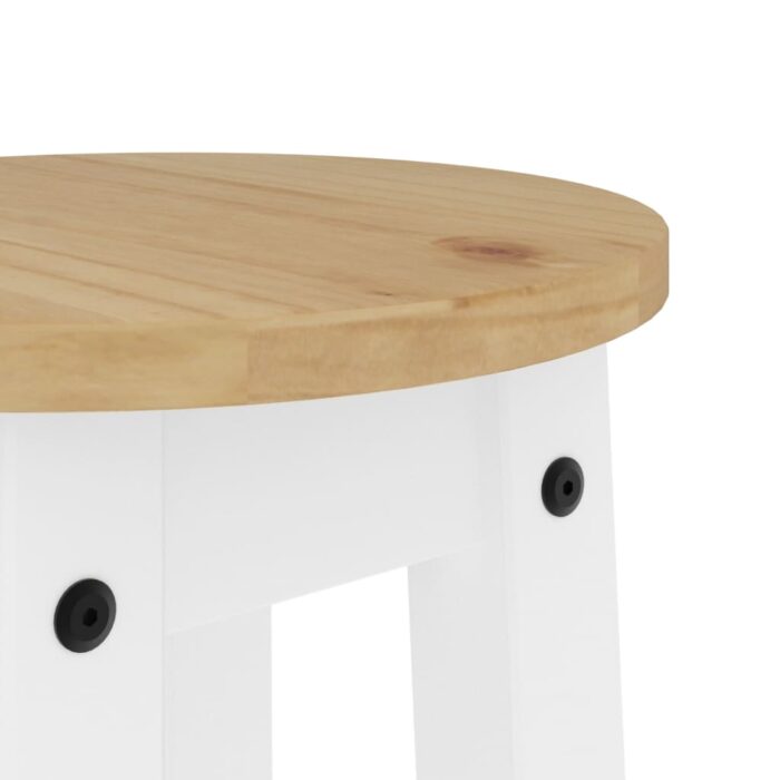 Tabourets de bar lot de 2 blanc bois massif de pin – Image 6