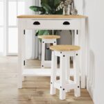 Tabourets de bar lot de 2 blanc bois massif de pin