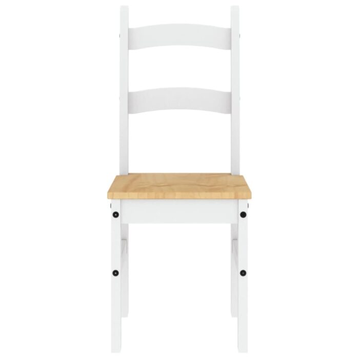 Chaises à manger lot de 2 blanc 40x46x99 cm bois massif de pin – Image 2