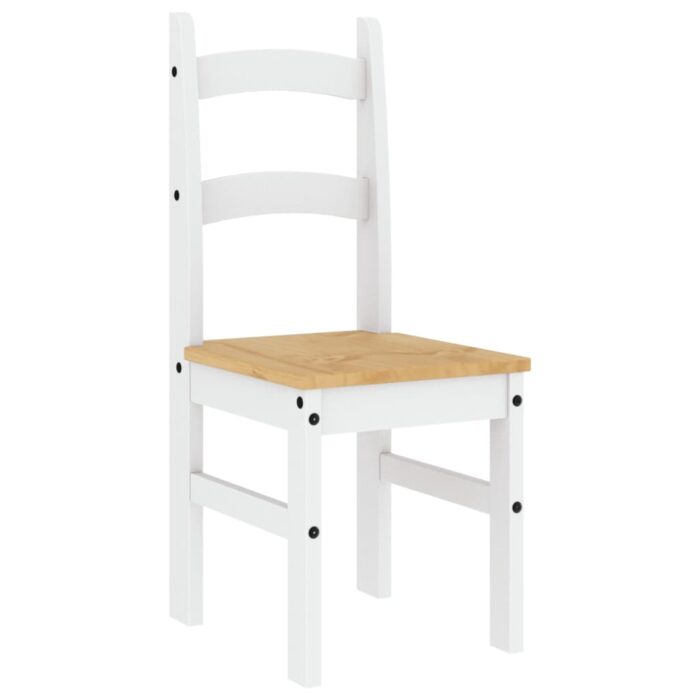 Chaises à manger lot de 2 blanc 40x46x99 cm bois massif de pin – Image 3