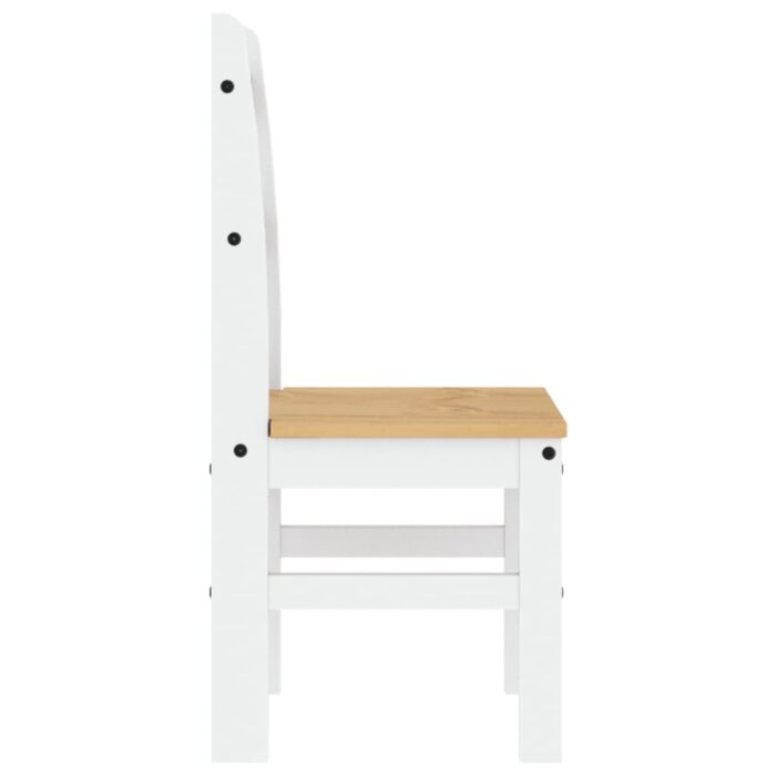 Chaises à manger lot de 2 blanc 40x46x99 cm bois massif de pin – Image 4