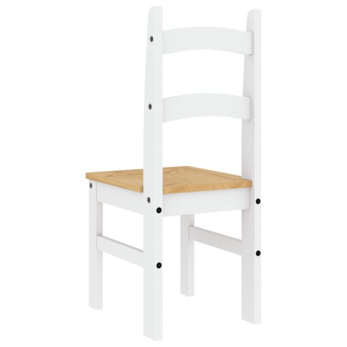 Chaises à manger lot de 2 blanc 40x46x99 cm bois massif de pin – Image 5