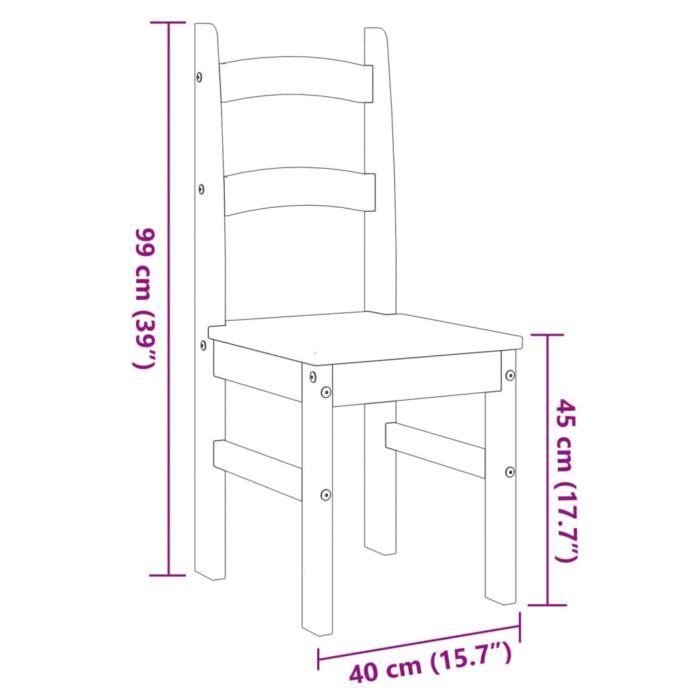 Chaises à manger lot de 2 blanc 40x46x99 cm bois massif de pin – Image 7