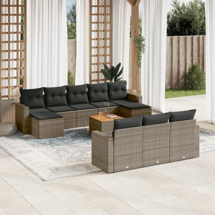 VXL8721012862081_m_en_hd_1.jpg Salon de jardin 11 pcs avec coussins gris résine tressée – Image 1