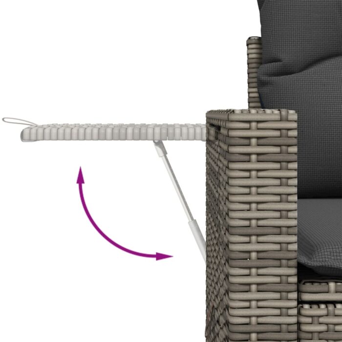 Salon de jardin 5 pcs avec coussins gris résine tressée – Image 5