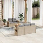 Salon de jardin avec coussins 6 pcs beige résine tressée