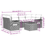 Salon de jardin 7 pcs avec coussins noir résine tressée – Image 7