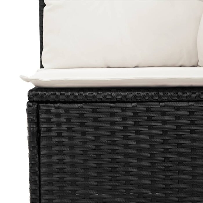 Salon de jardin 9 pcs avec coussins noir résine tressée – Image 4
