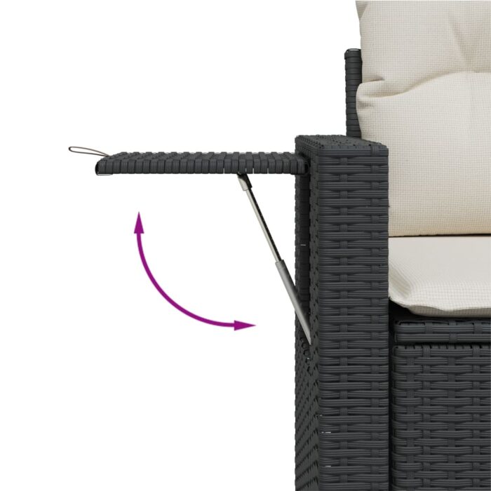 Salon de jardin 9 pcs avec coussins noir résine tressée – Image 5