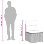 Salon de jardin 9 pcs avec coussins gris résine tressée – Image 11