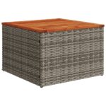 Salon de jardin 9 pcs avec coussins gris résine tressée – Image 4