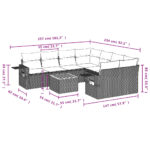 Salon de jardin 9 pcs avec coussins gris résine tressée – Image 6