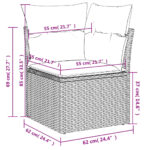 Salon de jardin 9 pcs avec coussins gris résine tressée – Image 8