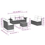 Salon de jardin 8 pcs avec coussins gris résine tressée – Image 6