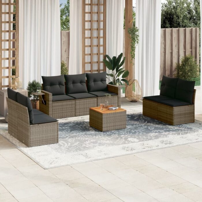 VXL8721012863835_m_en_hd_1.jpg Salon de jardin 8 pcs avec coussins gris résine tressée – Image 1
