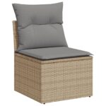 Salon de jardin avec coussins 9 pcs beige résine tressée – Image 3