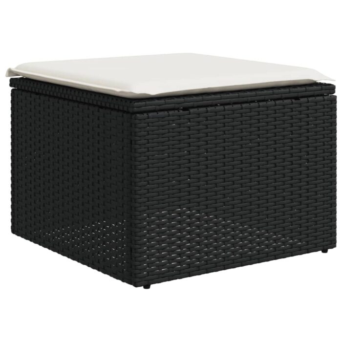 Salon de jardin 5 pcs avec coussins noir résine tressée – Image 3