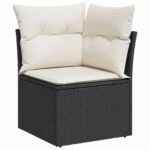 Salon de jardin 5 pcs avec coussins noir résine tressée – Image 2
