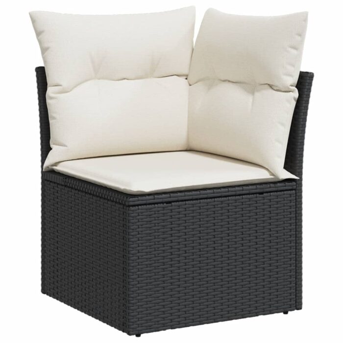 Salon de jardin 5 pcs avec coussins noir résine tressée – Image 2