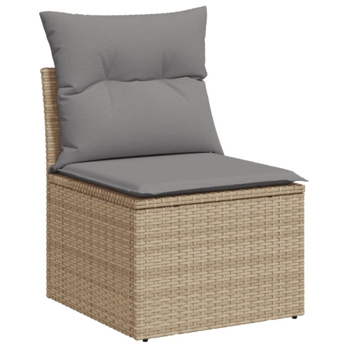 Salon de jardin avec coussins 5 pcs beige résine tressée – Image 3