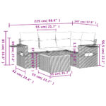 Salon de jardin avec coussins 5 pcs beige résine tressée – Image 7